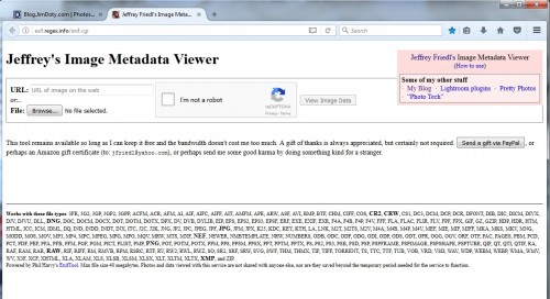 Программа просмотра метаданных изображений джеффри